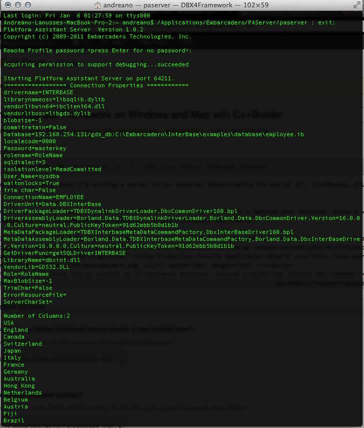 Aplicação C++ usando dbExpress framework no Mac